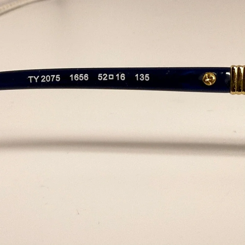 Tory Burch TY 2075 1656 Navy Blue Gold Cat Eye Eyeglass Frames 52-16-135
